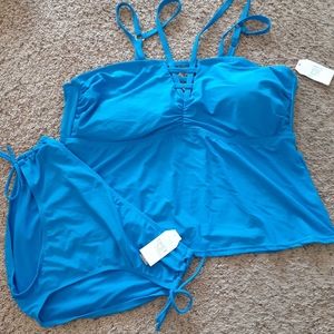Time and tru blue 2pc swimwear set plus 2X